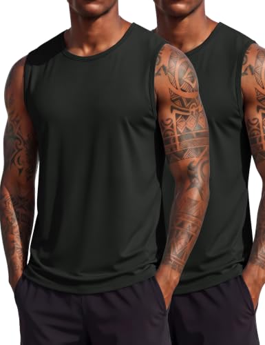 MAGCOMSEN 2 Pack Men's Quick Dry Sleeveless Shirts Workout Muscle Tank Tops