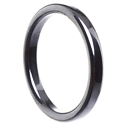Dünner Ring aus Hämatit 3mm flach grau dunkelgrau schmal schlicht Steinring, Ringgröße:Innenumfang 57mm ~ Ø18.1mm