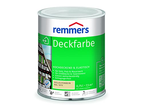 Remmers Deckfarbe hellelfenbein (RAL 1015), 0,75 Liter, Deckfarbe für innen und außen, Wetterschutzfarbe viele Untergründe, hochdeckend… – Ansicht 1