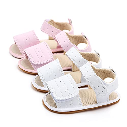 Baby Girls Boys Sandals Infant Toddler Shoes First Walking Shoes Athletic Non-Slip Soft Sole Sneakers (White, 5 Toddler)2
