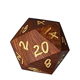 HDdais 50mm Large D20 Dice, Red Sandalwood 20 Sided Dice DND Natural Wood D&D with Gift Case for Dungeons and Dragons Role Playing Games