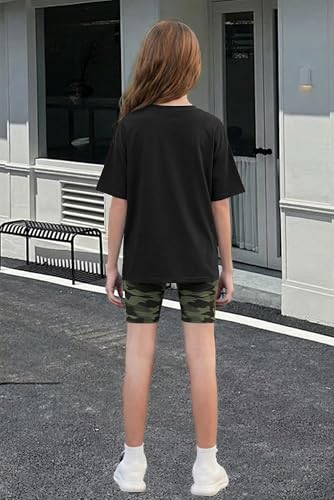 Image of Arshiner Girls Clothes Summer 2 Piece Outfits Drop Shoulder T-Shirts and Biker Shorts Kids Fashion Clothing Sets