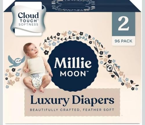 Image of Millie Moon Diapers Sizes 1-6 Luxury Diapers COUCHES DE Luxe (Choose Size) (Size 2-96 Diapers (9lbs-18lbs))