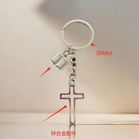 Stainless Steel Cross Keychain Holy Bible Pendant Keyring Blessing Keychain Fashion Accessories for Women Men - Image 4