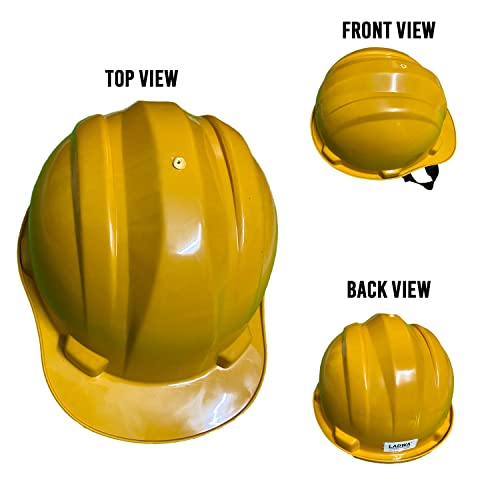 Image of LADWA Yellow Heavy Duty Superior Safety Helmet, ISI Marked Protective Hard Hat for Construction, Engineering and Industrial Safety Work Applications (Pack of 5)