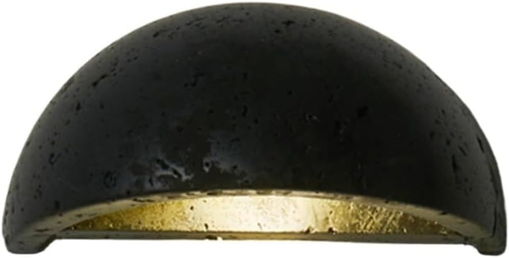 Natural Stone Travertine Wall Sconce Half Dome Wall Lamp Downward Ambient Lighting for Living Room Bedroom Hallway Entryway Black or Yellow(Black)