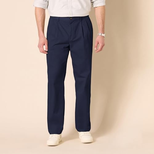 Amazon Essentials Men's Classic-Fit Wrinkle-Resistant Pleated Chino Pant, Navy, 29W x 32L - image 6