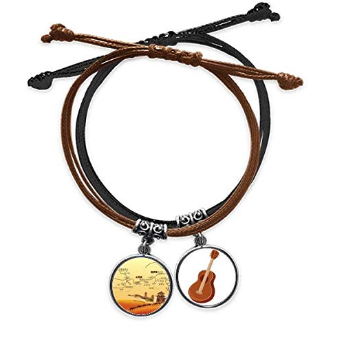 Pulsera de la Ruta de Seda ajustable en cuero para evitar alergias de metal