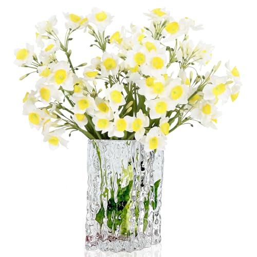 Libeking Artificial Daffodils White Flowers 6 Bundles Narcissus Spring Silk Flowers for Home Decor Indoor 15.75 White Easter Flowers for Spring Decorations for Home