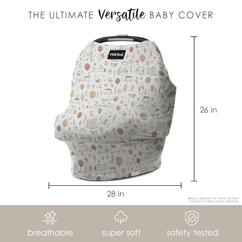 Milk Snob Original Disney 5-in-1 Cover, Winnie The Pooh Baby Bee, Added Privacy for Breastfeeding, Baby Car Seat, Stroller, High Chair, Shopping Cart, Lounger Canopy - Newborn Essentials, Nursing Top