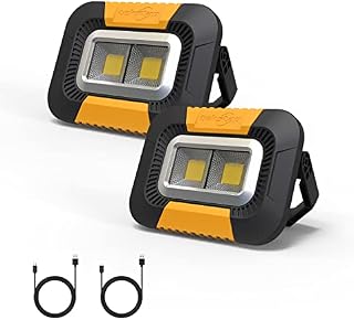 tekstap LED Work Light Rechargeable,IP65 Waterproof Portable Work Lights 30W 2000LM,4400mAh COB Flood Light Battery Powered for Job Site,Camping,Hurricane,Emergency,Outdoor(2 Pack)