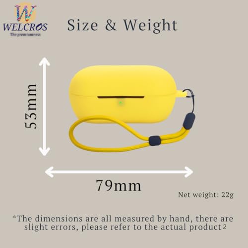 Image of WELCROS Soft Silicone Case Cover for Sony WF-C710N | C710NSA with Lanyard (Yellow)