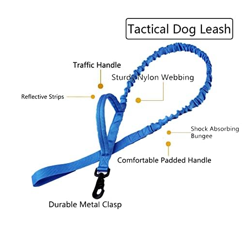 Image of Tactical Dog Collar and Leash Set Adjustable Military Nylon Dog Collar with Control Handle and Heavy Duty Metal Buckle for Large Dogs(Dark Blue XXL
