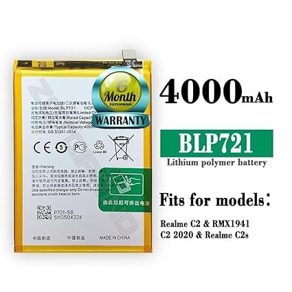Image of Original BLP721 Battery for Realme C2 / RMX1941 / C2 2020 / C2s Battery with 6 Month Warranty**** (N162)
