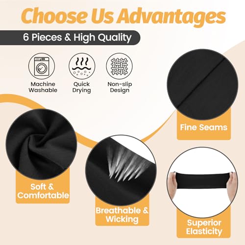 Image of Headbands for Women - 6 Pack Wide Elastic Hair Bands | Stretchy Sweatbands Hair Bands | Soft Sports Thin Head Bands | Non-Slip Accessories Bands for Fashion, Washing Face, Workouts, Yoga, Daily Use
