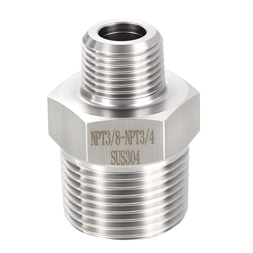 Rebower 3/4" Male NPT x 3/8" Male NPT SUS304 Hex Nipple Pipe Fitting