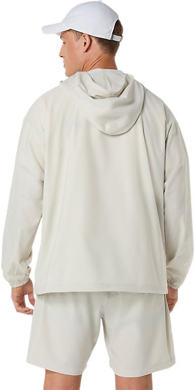 ASICS Unisex HERITAGE DOUBLE WEAVE RELAXED ANORAK Training Apparel, L, LIGHT DUST