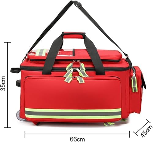 Rolling Medical Bag, Detachable Trolley, Emergency Backpack, Large Capacity Trauma with Compartments for Home Health Nurses, Doctors, EMTs, EMS