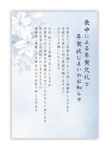 喪中はがき 10枚【年賀状じまい文/詳細記入不要】私製はがき インクジェット対応【フチなし全面プロ仕上げ】パピレイMOJ-421