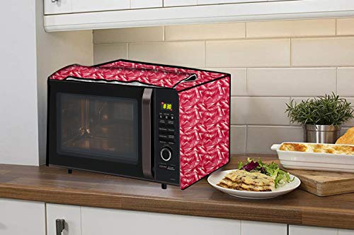 Image of Stylista Microwave Oven Cover for LG 21L MC2146BG Frieze Pattern Red