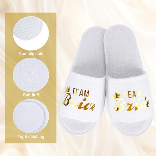 7 Pairs Disposable Bridesmaid Slippers, White Bride Slippers for Wedding Day, Bride Tribe Bridal Party Slipper Gifts4