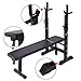 JAXPETY Adjustable Folding Weight Lifting Flat Incline Bench for Home and Gym, Fitness Workout Bench with Pull-Up Handle and Adjustable Barbell Rack for Full Body Standard Exercise, Black