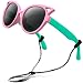 RIVBOS Rubber Kids Polarized Sunglasses With Strap Glasses for Boys Girls Baby and Children Age 3-10 RBK002 (pink&green)