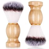 2 Pack Men Shaving Brush,Wet Shave Using Cream & Soap Synthetic Hair Tool with Hard Wood Handle Synthetic Travel Paint Brush for Men Valentine Gifts Hair Salon Tool Home(Brown,Classic)