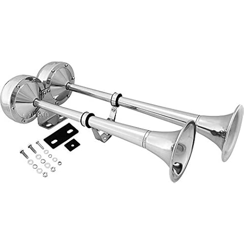 Vixen Horns Dual Stainless Steel Trumpets Marine Electric Train Horn Cover