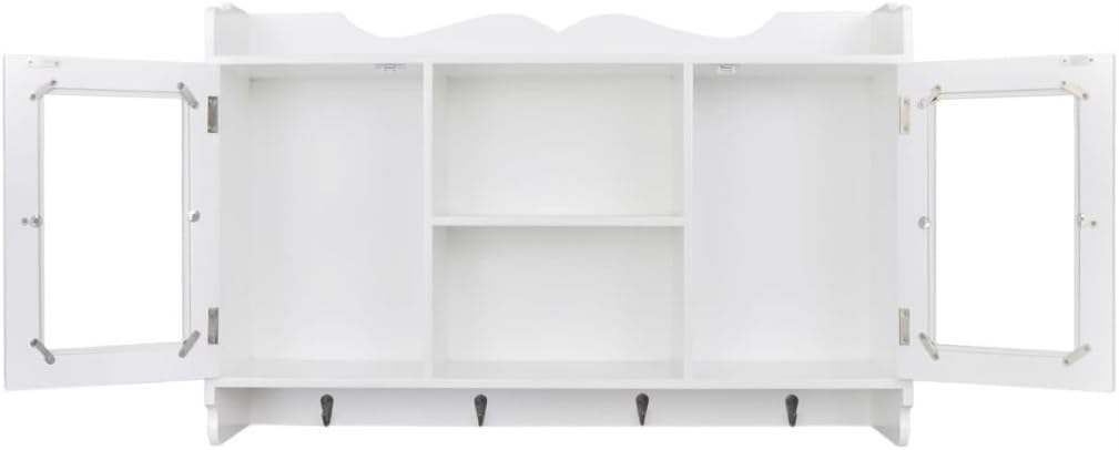 Frее Shірріng Ovеr $50 Festnight Wall Mounted Display Cabinet Shelf with 2 Glass Door Storage and 4 Hooks Book DVD Collectables Entryway Living Room Home Office Wall Decor Furniture White Grеаtеѕt Prоduсt Festnight Wall Mounted Display Cabinet Shelf with 2 Glass Door Storage and 4 Hooks Book DVD Collectables Entryway Living Room Home Office Wall Decor Furniture White
