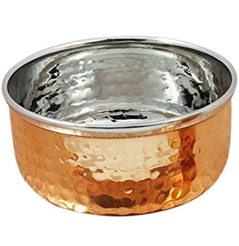 Image of Dinner Set Copper Steel Hand Made Kitchen Plate /Thali Hotel and Home Dinnerware Gifting Purposes Heavy Weight Dinner Set of 7 Pieces