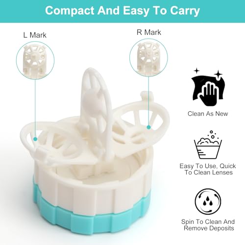 APOMOONS 5 Piezas Estuche lentillas, Mini Caja lentillas con Cesta, Estuche Manual Giratorio para Lentes de Contacto, Máquina de Limpieza Portátil para el Hogar, Viajes (4.7x3.7cm) - imagen 3