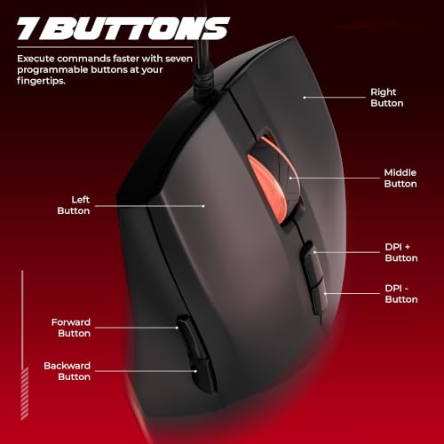 Image of Zebronics Viper 50 Premium Gaming Wired Mouse, 12800 DPI, 1000Hz Polling Rate, Gaming Grade Sensor, Huano Switches, 6 DPI Levels, 7 Buttons, Advanced Windows Software Support, 1.5m USB Cable (Black)