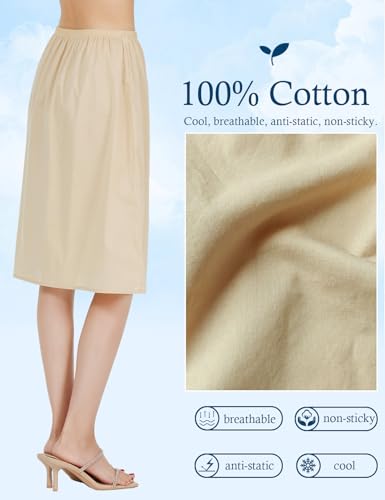 Image of BEAUTELICATE Womens Half Slip 100% Cotton Vintage Underskirt in 3 Lengths