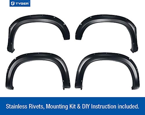Tyger Auto Fender Flares Compatible With 2019-2023 Chevy Silverado 1500 (Not Fit 2019 Ld), Smooth Textured Paintable Bolt-Riveted Style 4Pc | Tg-Ff8C4588 #TOP1