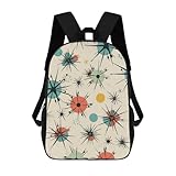 VFKLT Atomic Stars - Mochila con patrón retro de 17 pulgadas, mochila de viaje casual para laptop, bolsa de hombro ligera para mujeres y hombres, patrón retro de estrellas atómicas, 17 pulgadas,