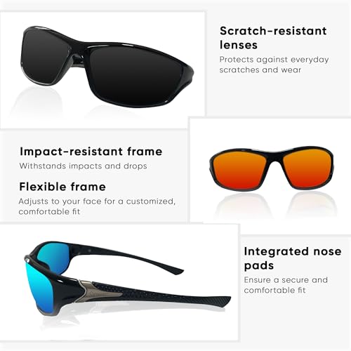 Polarized Sunglasses for Men & Women - Unisex Sports & Athletic Sunglasses for Cycling, Driving, Fishing, Running & Outdoor Activities - Lightweight Sun Glasses & Goggles with UV400 Protection2
