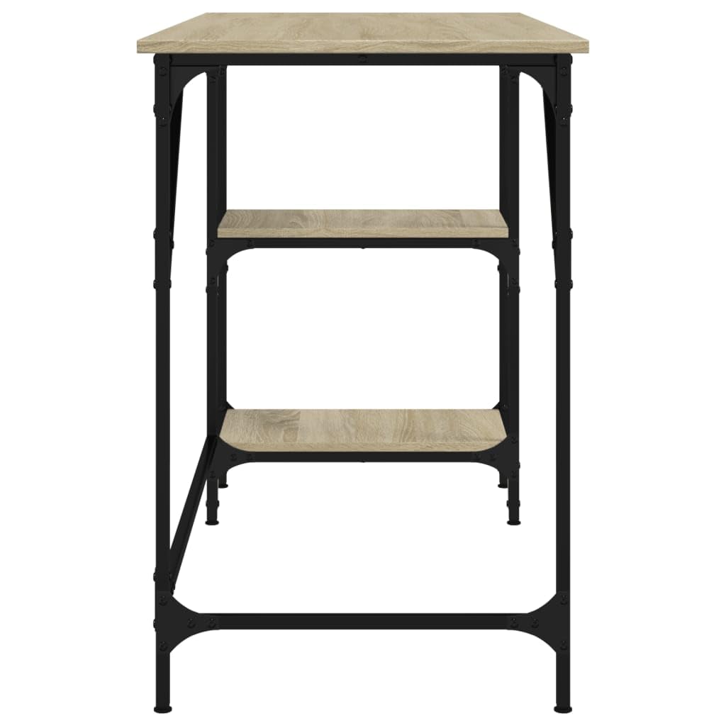 Schreibtisch Sonoma-Eiche 120x50x75 cm Metall Holzwerkstoff mit Verstellbarer Ablage, Stabiler Rahmen, geräumig für Homeoffice, Gaming, Arbeitszimmer, PC Laptop Nutzung