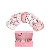 Pads Démaquillants Lavables et Réutilisables Lilly Skin   Lingettes Carrées Microfibres Nettoyantes et Exfoliantes pour la Peau du Visage   Boîte de 7 Pads en Tissu Simili Coton   Hello Kitty