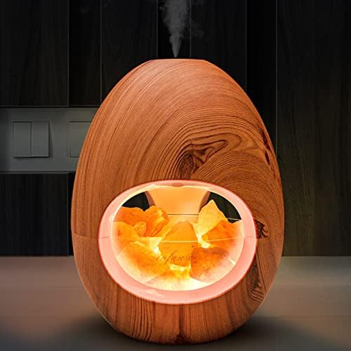 InFanso Essential Oil Diffuser Ionic 100% Pure Himalayan Salt Therapy Salt Lamp 250ml Waterless Auto-Off with Night Light 3-in-1 for Home Living Room Bedroom (Wood)