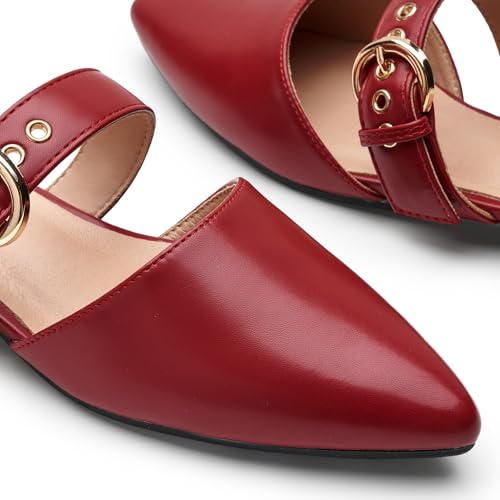Image of Rekayla Mules for Women Adjustable Strap Pointed Toe Backless Loafer Shoes
