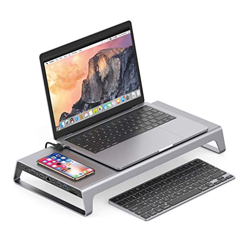 Laptop-Tisch, 11- in -1 USB Typ C 3.0 Multifunktions-Docking-Hub + Kabelloser Laden Ladestation Ladegerät für Laptops