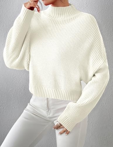Image of Libsorge Womens Cute Lightweight Turtleneck Ultra Cropped Sweaters Spring 2025 Ribbed Knit Crop Thin Pullover Sweater