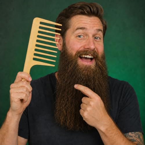 Peine XL para barba Sequoia de bambú natural miniatura 2