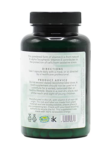 Vitamin E Capsules | 400iu (268mg) Vitamin E per Capsule | 120 Vegan Capsules | G&G Vitamins - Image 3