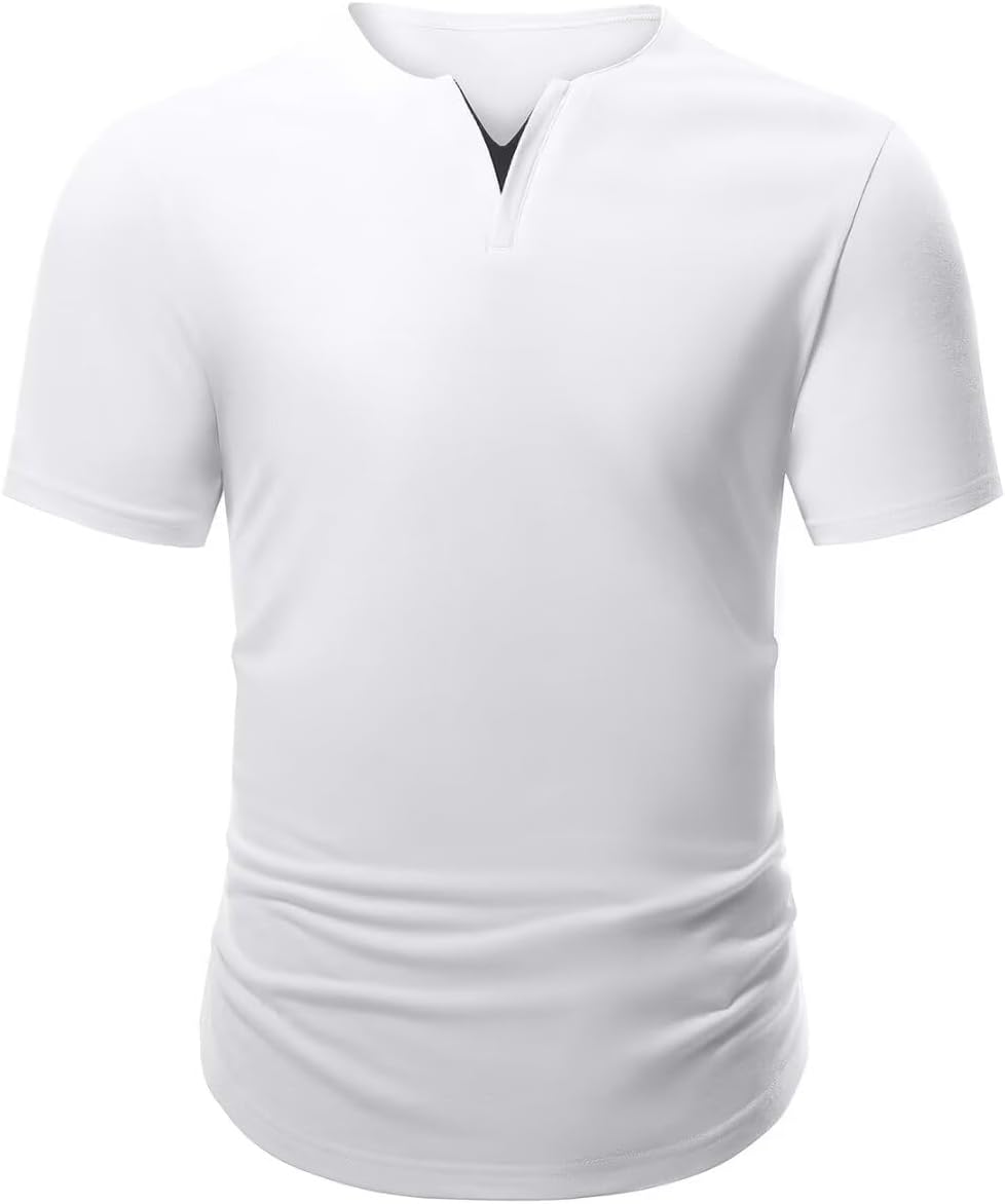Mens Henley Shirts Short Sleeve Summer Casual V Neck Cotton Tee Shirts - Image 7