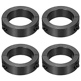 QUARKZMAN 4Stück Doppelt Gespaltene Wellenkragen 35mm Bohrung Zweiteilige Klemmringe 50mm Außendurchmesser 15mm Dicke Kohlenstoffstahl Mit Stellschrauben (Schwarz Oxidiert)