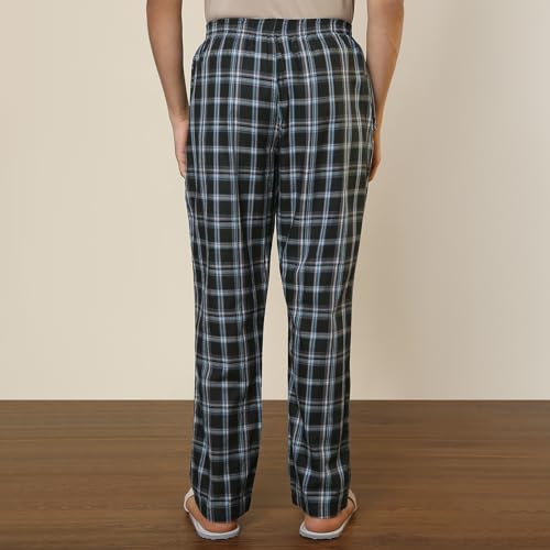 Image of SleepZ by Raymond Men Flat Front Regular Fit Checks Pattern Pure Cotton Pyjama