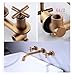 Woodwork Apron，Tools Apron Sink Taps for Bathroom Wall Mounted, 360° Swivel, Cross Handles Brass Bathroom Faucet, Three-Hole Wall-Mounted Basin Faucet, Gold, Split(Antique)