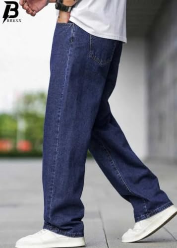 Image of Jeans for Men | Loose Fit Light Wash Denim Pants with Wide Leg Streetwear Style
